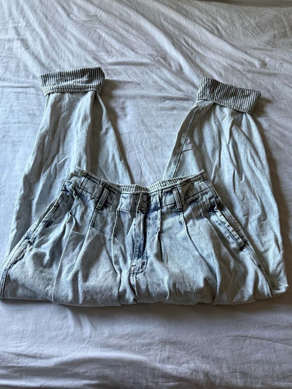 Vintage 90s Corniche Acid Wash Pleated Denim Pants Size 31
